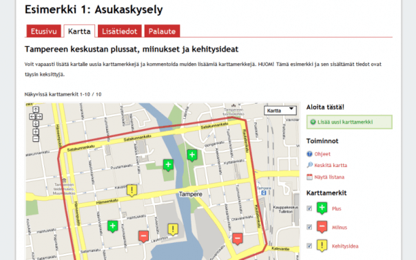 Kartoittaja.fi - näyttökuva käytöliittymästä