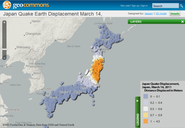 Japan Earth Displacement 14.3.2011