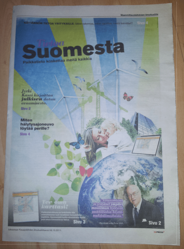 Maanmittauslaitoksen ilmoitusliite Kauppalehdessä - 6.11.2011