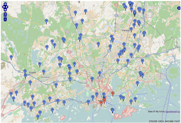 HSY:n vesipostit OpenStreetMap kartalle (by posiki)