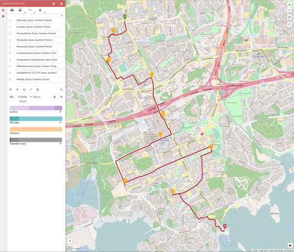 Kaupunkipyörät_Espoo_OpenRouteService